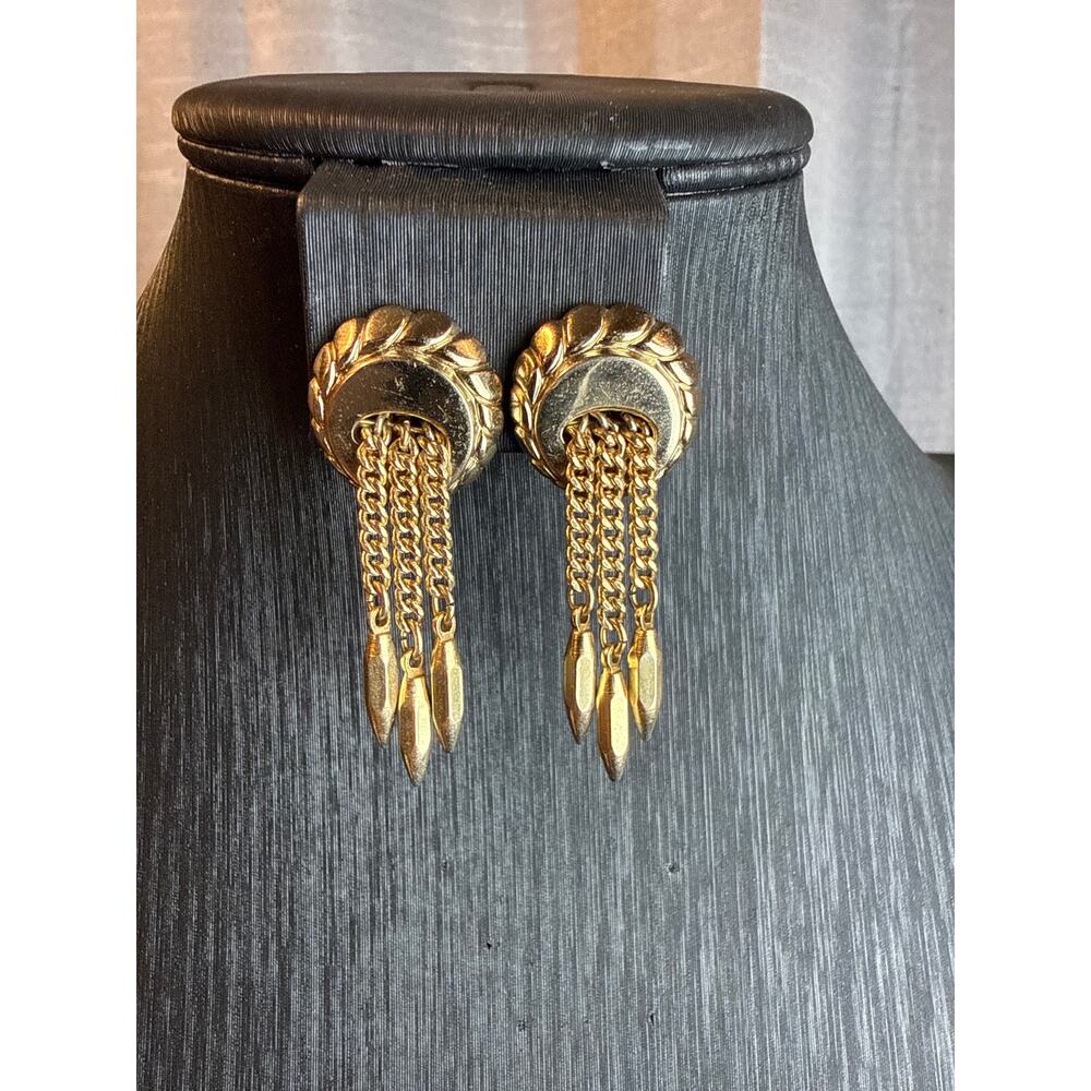 Vintage Monet Goldtone Clipback Dangle earrings